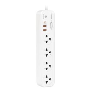 รางปลั๊กไฟ 4 ช่อง 1 สวิตช์ 2 USB 1 TPYE C VEGER VPST-3U3 20 วัตต์ 3 ม. สีขาว