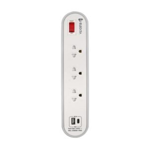 รางปลั๊กไฟ 3 ช่อง 1 สวิตช์ 1 USB 1 TYPE-C ELECKTA ETC4156-3GY 3 ม. สีขาว/เทา