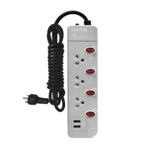 รางปลั๊กไฟ 3 ช่อง 4 สวิตช์ 2 USB DATA HMW4236 3 ม. สีเทา